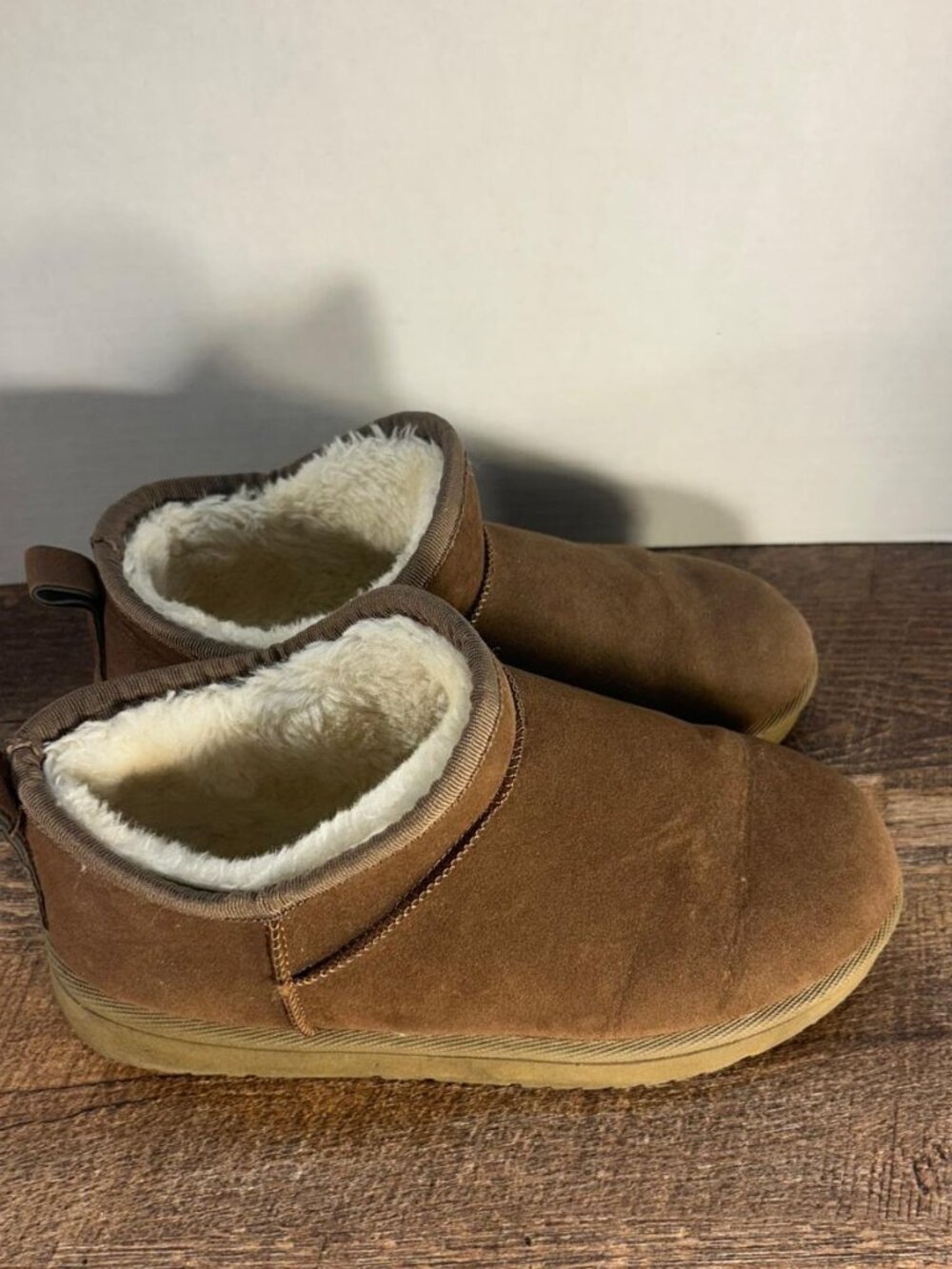 Faux Fur Lined Classic Chestnut Mini Boots Cozy Winter Slippers Unbranded
